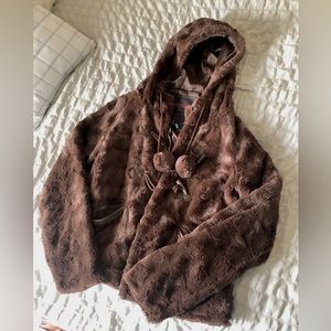 Fluffy brown coat